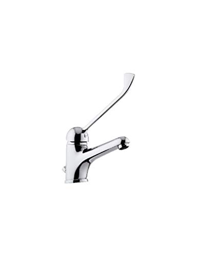 BagnoClic - Grifo mezclador para lavabo con mando de codo y palanca clínica