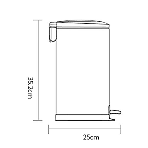 Bai Su su Cubo de Basura, basurero Cuadrado, volteador de Pedal de casa Basura, basurero de Acero Inoxidable, 12 litros (Gris Titanio) Reciclaje de residuos