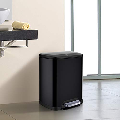 Bai Su su Cubo de Basura, basurero Cuadrado, volteador de Pedal de casa Basura, basurero de Acero Inoxidable, 12 litros (Gris Titanio) Reciclaje de residuos