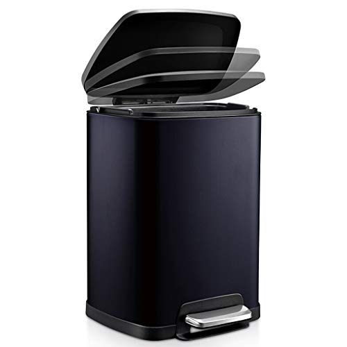 Bai Su su Cubo de Basura, basurero Cuadrado, volteador de Pedal de casa Basura, basurero de Acero Inoxidable, 12 litros (Gris Titanio) Reciclaje de residuos