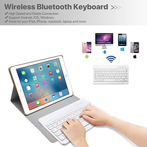 BAIBAO Teclado para iPad 2018, Funda Teclado Inalámbrico para iPad Air 2/1/9.7/2018(6th Gen)/2017 con Teclado Bluetooth Español,Funda para iPad con Teclado Desmontable (Gris)