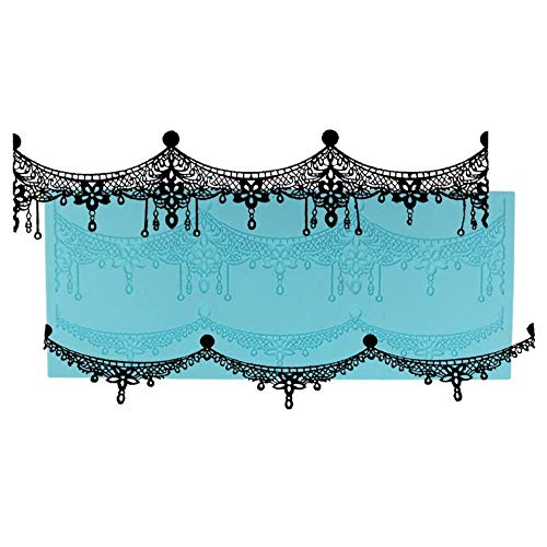 Baifeng Corona Patrón Encaje Molde Silicona Azúcar Encaje Almohadilla Pastel de Fondant Borde Decoración Molde Pastel Relieve Decoración - C, one size