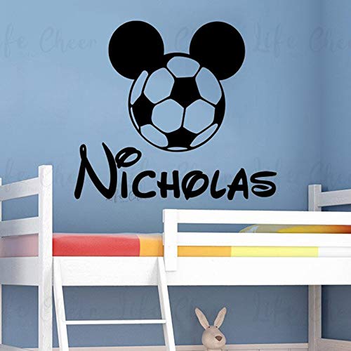 BailongXiao Pegatinas de Pared de fútbol Lindo ratón fútbol calcomanía de Pared niños Sala de Juegos decoración Personalizada niños Nombre Mural 75x66cm