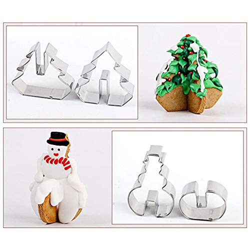 BAIVIT Cortador De Galletas De Navidad 3D 8 Piezas De Acero Inoxidable Molde De Galletas De Corte De Frutas Galletas para Hornear Herramientas