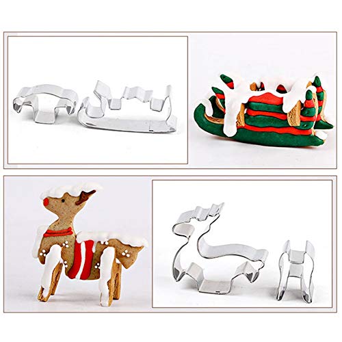 BAIVIT Cortador De Galletas De Navidad 3D 8 Piezas De Acero Inoxidable Molde De Galletas De Corte De Frutas Galletas para Hornear Herramientas
