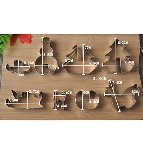 BAIVIT Cortador De Galletas De Navidad 3D 8 Piezas De Acero Inoxidable Molde De Galletas De Corte De Frutas Galletas para Hornear Herramientas