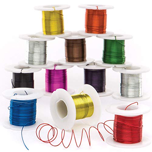 Baker Ross AR845 Alambres de Colores (paquete de 12) para la fabricación de joyas para niños, suministros para floristería y manualidades