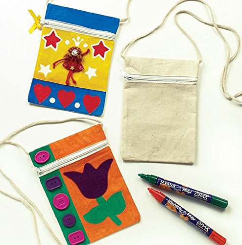 Baker Ross Bolsos de Hombro Infantiles de Tejido Liso para Pintar, Decorar y Personalizar Material Esencial para Manualidades Creativas y Artesanía de Niños (Pack de 5)