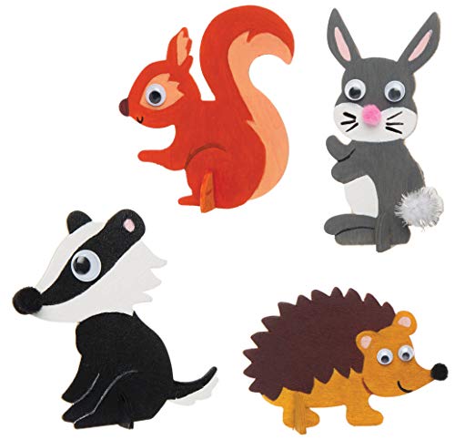 Baker Ross Figuras de animales del bosque de madera (pack de 10) para manualidades infantiles