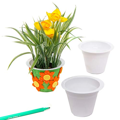 Baker Ross- Macetas para Flores Para Colorear y Decorar (Pack de 10). Manualidades Creativas para Niños Fiestas de Primavera y Verano