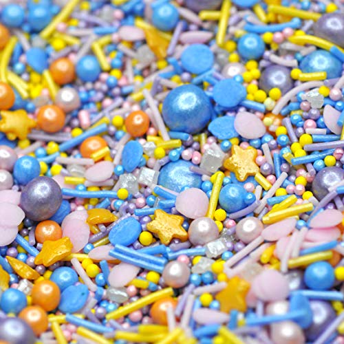 Baking Time Club Pastel Sunset Mix Natural Cake Sprinkles Adecuado para Veganos Gluten Lácteos Libre de Chocolate Mixto Rosa Azul Perlas Strands Jimmies Cupcakes (120g/4.2oz)