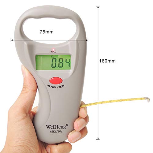 Balanza De Pesca Con Cinta Métrica 45kg/99lb Balanza Digital De Bolsillo De La Mano Del Gancho De Viaje Bolsa De Equipaje Balanzas Balanza Para Peces