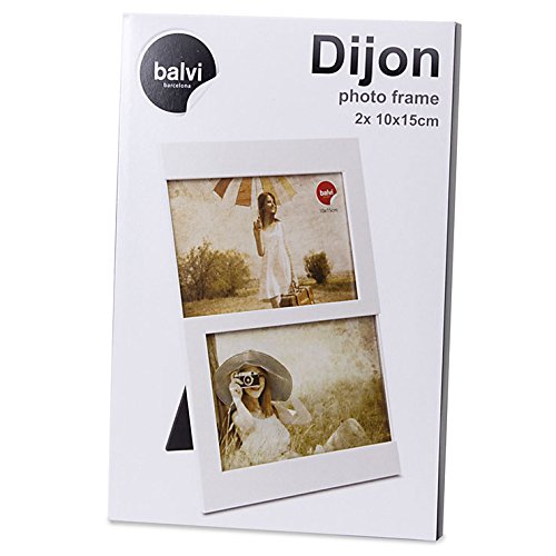 Balvi Marco Dijon Color Blanco Capacidad: 2 Fotos de 10x15 cm Marco de Fotos para sobremesa Plástico 25x16 cm
