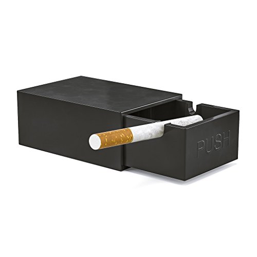 Balvi - Match Box cenicero en Forma de Caja de cerillas. con Tapa, sin Malos olores. Fácil de Lavar. Color Negro. Fabricado en melamina. 