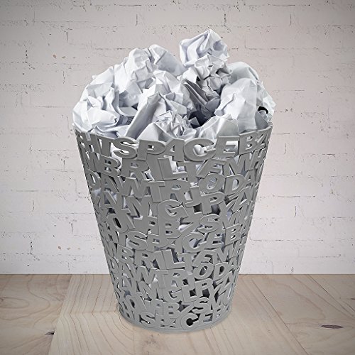 Balvi Papelera Letters Color Gris Plástico 30cm