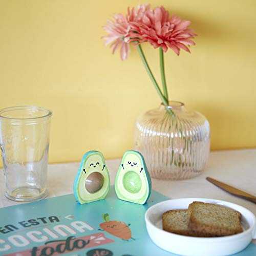 Balvi Set Sal & Pimienta MrWonderful Avocado Set de 2 Piezas Salero y pimientero Que encajan Entre Ellos Cerámica
