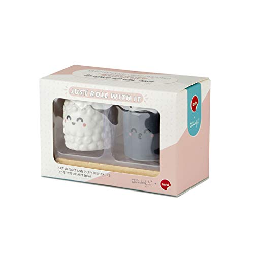 Balvi Set Sal & Pimienta MrWonderful Sushi con Base de Madera Comida Japonesa Cerámica/Madera