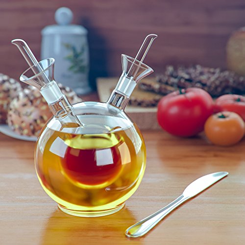 Balvi - Sfera aceitera Doble. Aceitera y vinagrera esférica de 125 ml en Vidrio. Sistema antigoteo