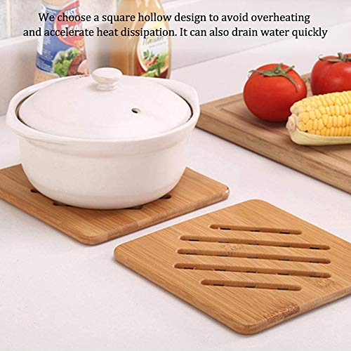 Bambú Natural Salvamantel Aislamiento Térmico Bambú Madera Salvamanteles Almohadillas Calientes Duraderas Salvamanteles para Cocina Casera Restaurante 17 x 17 x 1cm