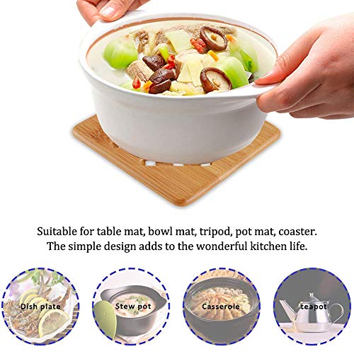 Bambú Natural Salvamantel Aislamiento Térmico Bambú Madera Salvamanteles Almohadillas Calientes Duraderas Salvamanteles para Cocina Casera Restaurante 17 x 17 x 1cm
