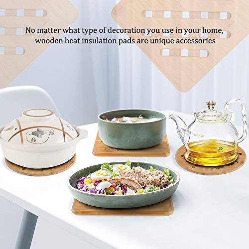 Bambú Natural Salvamantel Aislamiento Térmico Bambú Madera Salvamanteles Almohadillas Calientes Duraderas Salvamanteles para Cocina Casera Restaurante 17 x 17 x 1cm