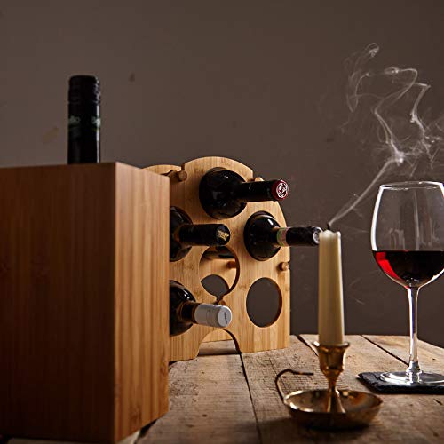 bambuswald© Soporte para utensilios ǀ Caja de bambú - rústico y natural - 12 x 12 x 23 cm ǀ Bloque universal: Cajón para utensilios de cocina - Jarrón decorativo - Porta botellas de vino
