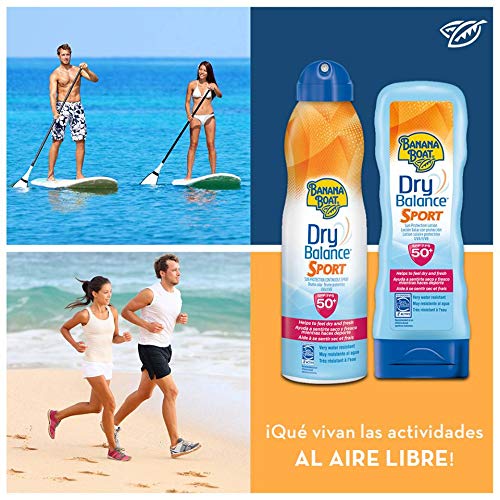 Banana Boat Dry Balance Sport SPF50 - Crema solar hidratante para deportistas en Spray solar 220ml