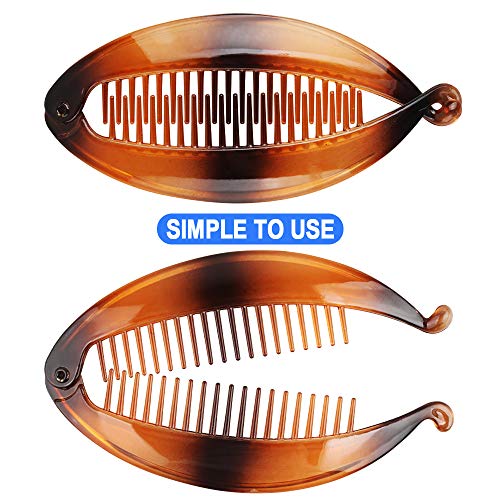 Bananas Hair Clip 8Pcs Vintage Ponytail Hairclips Long Hair Fish Shape Hair Clip 14 cm para mujer (negro, marrón mixto)