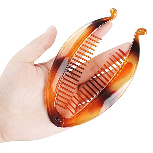 Bananas Hair Clip 8Pcs Vintage Ponytail Hairclips Long Hair Fish Shape Hair Clip 14 cm para mujer (negro, marrón mixto)