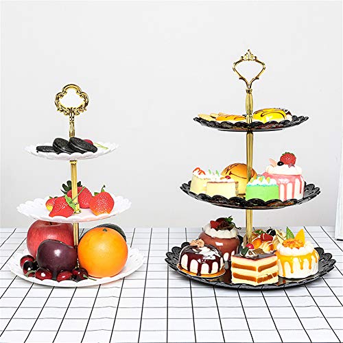 Bandeja de acrílico de 3 niveles para banquete de bodas Torta de árbol de cupcake Soporte de exhibición de palo de mayo 1 pc/paquete (3 niveles de ronda con base