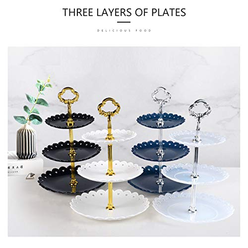 Bandeja de acrílico de 3 niveles para banquete de bodas Torta de árbol de cupcake Soporte de exhibición de palo de mayo 1 pc/paquete (3 niveles de ronda con base