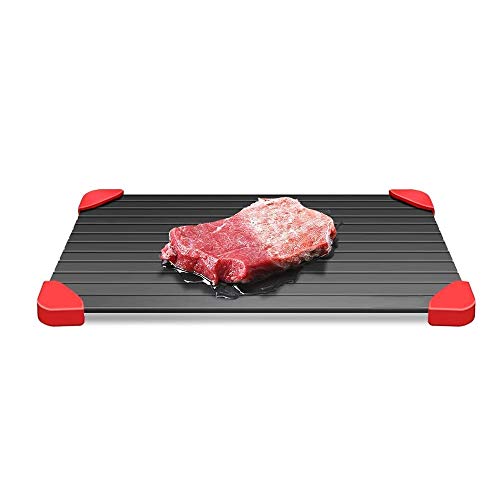 Bandeja de descongelación grande con silicona Descongelación rápida Alimentos congelados Rápido, sin microondas, más seguro, más rápido, natural, ecológico para descongelar carne, pollo, bistec