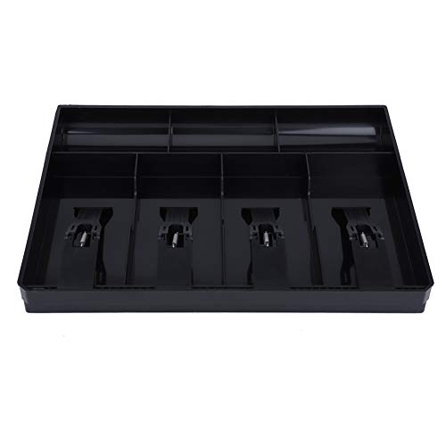 Bandeja de efectivo - Reemplazo de la bandeja de inserción del registro del cajón de efectivo, caja de almacenamiento de dinero de 4 billetes 3 monedas (Color : Black)
