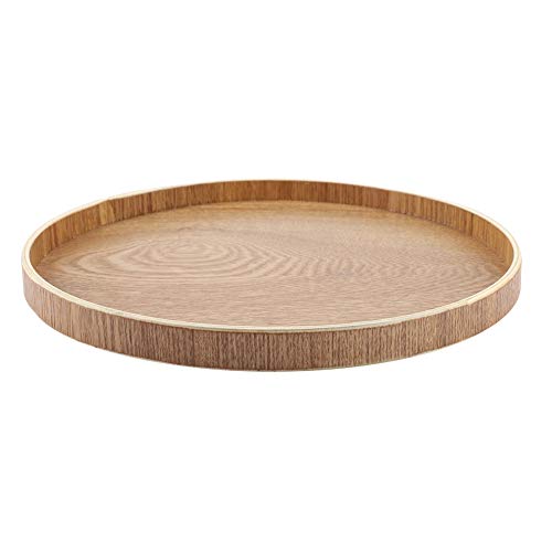 Bandeja de madera para servir, Redondo Bandeja de servicio de té para Frutas Golosinas Comida, Bandeja de desayuno de madera Bandeja antideslizante para restaurante/tienda(30cm)