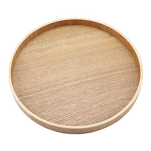 Bandeja de madera para servir, Redondo Bandeja de servicio de té para Frutas Golosinas Comida, Bandeja de desayuno de madera Bandeja antideslizante para restaurante/tienda(30cm)