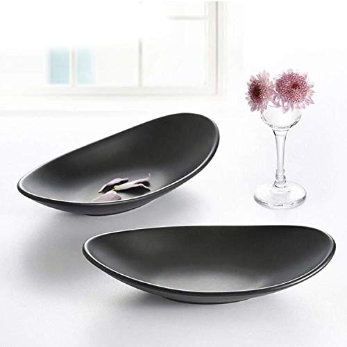 Bandeja de Plato de Porta Anillos y Joyas Organizador de la Llave de la joyería Negro, Plato de la decoración del aparador para Entrada habitación Central (Oval)