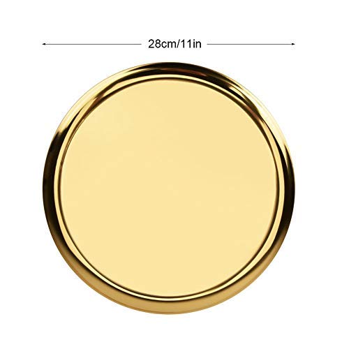 Bandeja de servir de acero inoxidable, duradera, redonda, color dorado, para salón, comedor, cocina, bandeja portátil para desayuno, utensilios de cocina modernos dorado