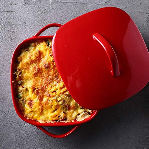 Bandeja para hornear de cerámica para el hogar Tazón de cerámica de doble oreja con tapa Tazón grande para sopa Tazón para fideos Plato grande para el hogar Tazón para pasta Tazón para comer comi