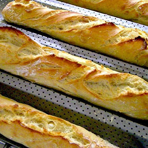 Bandeja para hornear pan para 4 barras - Antiadherente - Bandeja perforada para pan - ¡Reversible para hacer galletas y tortas!