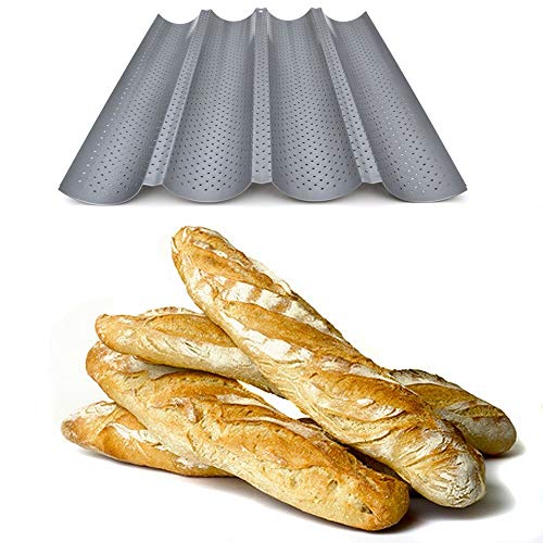Bandeja para hornear pan para 4 barras - Antiadherente - Bandeja perforada para pan - ¡Reversible para hacer galletas y tortas!