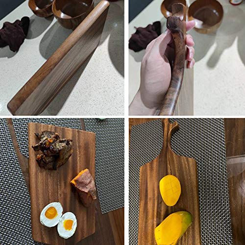 Bandeja para Servir Tabla De Queso De 15.7 Pulgadas con Asa, Tabla De Croissant De Pan De Madera De Acacia Tabla De Cortar Larga para Plato De Aperitivos De Charcutería De Cocina,A