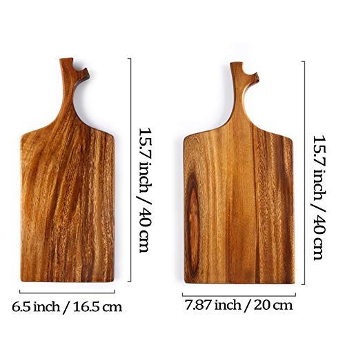 Bandeja para Servir Tabla De Queso De 15.7 Pulgadas con Asa, Tabla De Croissant De Pan De Madera De Acacia Tabla De Cortar Larga para Plato De Aperitivos De Charcutería De Cocina,A
