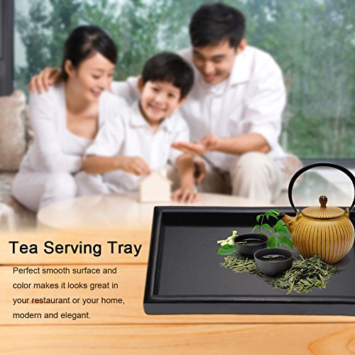 Bandeja Rectangular de Madera de Bambú, Bandeja para Servir Comida y Bebidas con Bandeja de Madera Decorativa con Asas, Té, Café, Refrigerio, Bandejas para Restaurantes Bandeja de Camarero(22*12*2cm)
