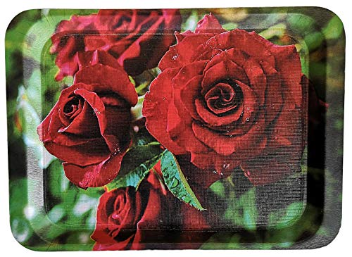 Bandeja rectangular Staab's Gastro con decoración de rosas antideslizante, bandeja para servir, soporte de cristal, bandeja para vasos (53 x 37 cm)