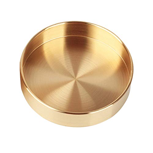 Bandeja redonda dorada nórdica Bandeja de almacenamiento decorativa de metal Bandeja de cobre clave Joyería Cosméticos Presentación de alimentos Bandeja de almacenamiento de cocina