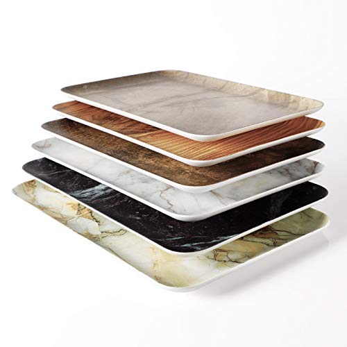 Bandeja Simple De Doble Cara Mate De Melamina Taza Bandeja Rectangular De Madera Comercial Placa 14 Pulgadas