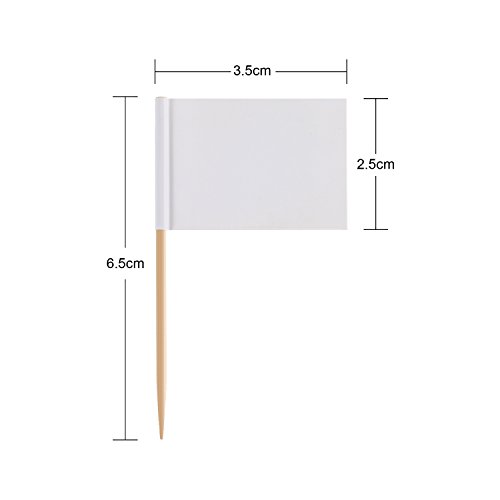 Banderas en Blanco con Palillos de Dientes Marcador de Queso Banderas Blancas de Etiquetas de Marcar para Pastel de Fiesta Comida Plato de Queso Aperitivos(100)