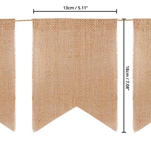 Banderines de Tela (48 Piezas) - 9 m Banderines Cumpleaños Forma Cola de Golondrina Arpillera Natural Guirnalda para Fiestas de Boda, Ceremonias en Jardines, Decoración del Hogar - Banderas Fiesta