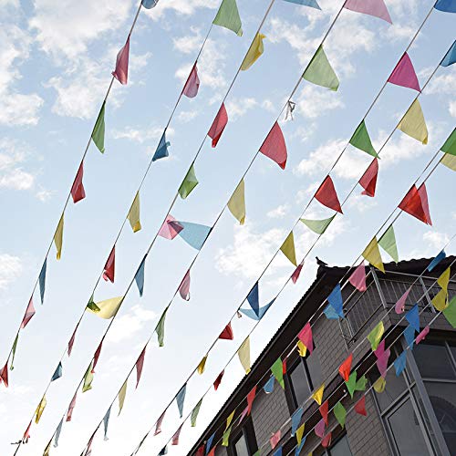 Banderines Decoración, Bunting Banner, Banderín Multicolor 50M con 100 Bunting Bandera de Triángulo para el Partido Jardín al aire Libre y Otras Fiestas