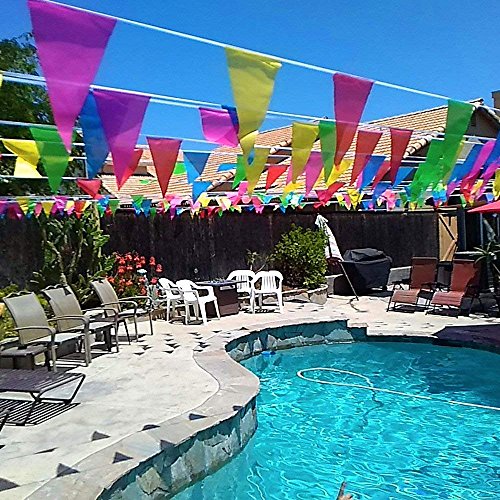 Banderines Decoración, Bunting Banner, Banderín Multicolor 50M con 100 Bunting Bandera de Triángulo para el Partido Jardín al aire Libre y Otras Fiestas
